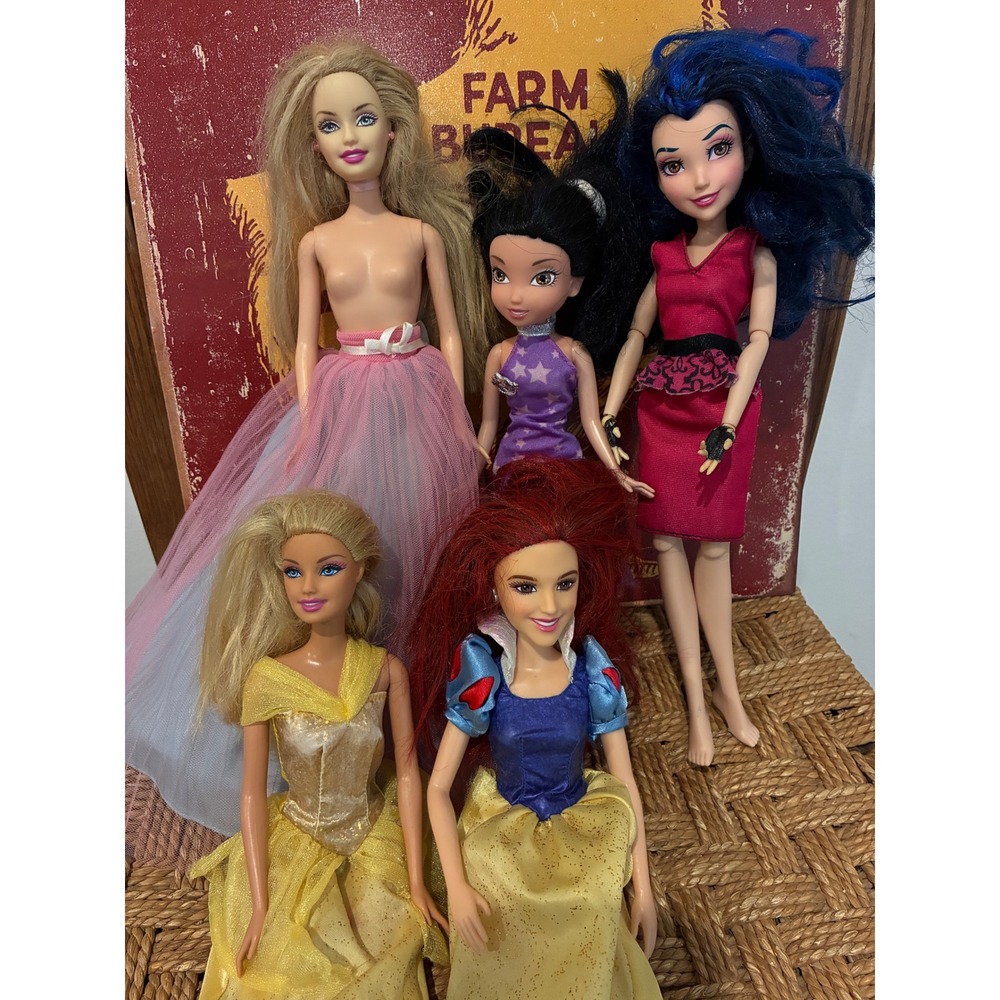 Hot Mess Doll Lot Barbie Disney Princess Descendants TLC Play Lot of 5